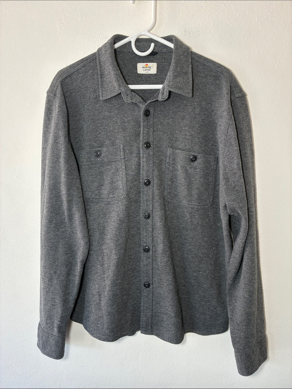 MARINE LAYER Pacifica Stretch Twill Overshirt Button Down Shirt